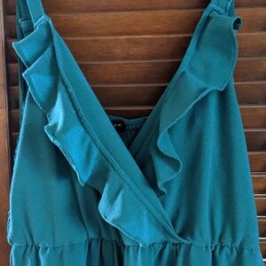 As U Wish Teal Ruffled Jumpsuit